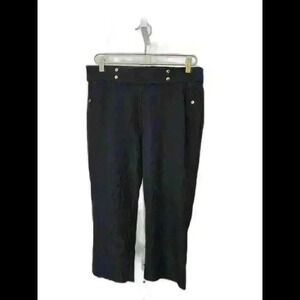 Stylish Black Cropped Trousers with Gold Accents